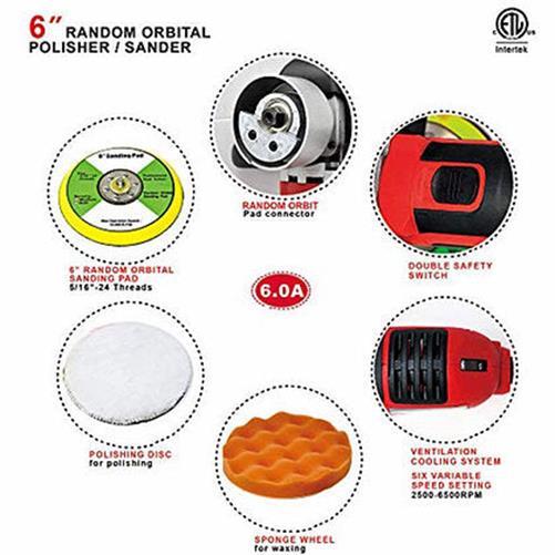 6'' Variable Speed Random Orbit Car Polisher Sander