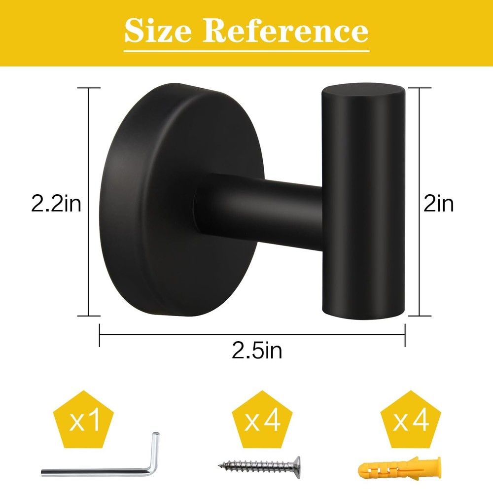 (2 Pack Brushed Nickel) Towel Hooks, Robe Hook, Bathroom Coat Hook Wall Mounted,