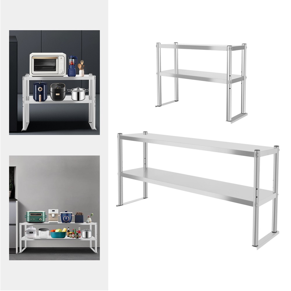 Double Overshelf Stainless Steel Overshelf 2-Tier 12”x 30/60 inch for Prep Table