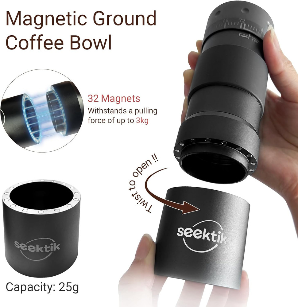 Manual Coffee Grinder with Numerical External Adjustable Setting Stainless Steel