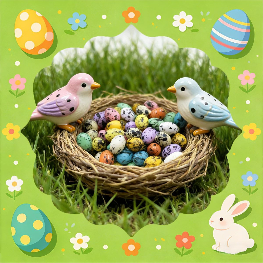 Artificial Mini Easter Eggs, 60 Pcs Resin Decor for Crafts and Spring Events