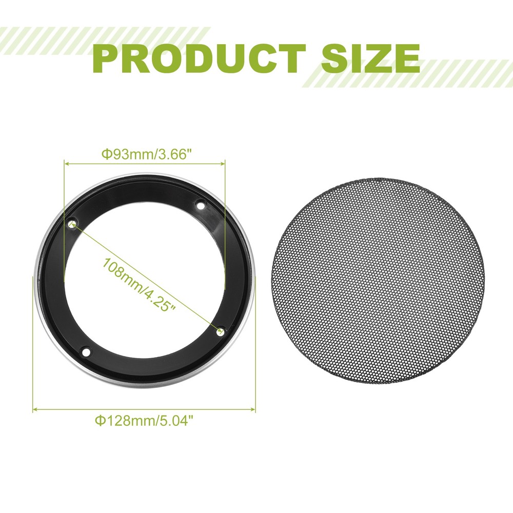 4" Speaker Grill, Silver ABS Frame with Black Mesh Cover and Screw