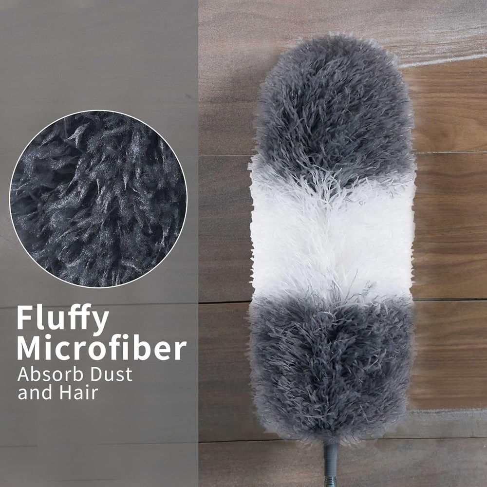 BOOMJOY Microfiber Feather and Cobweb Duster Set, Bendable Head and 100 inches E