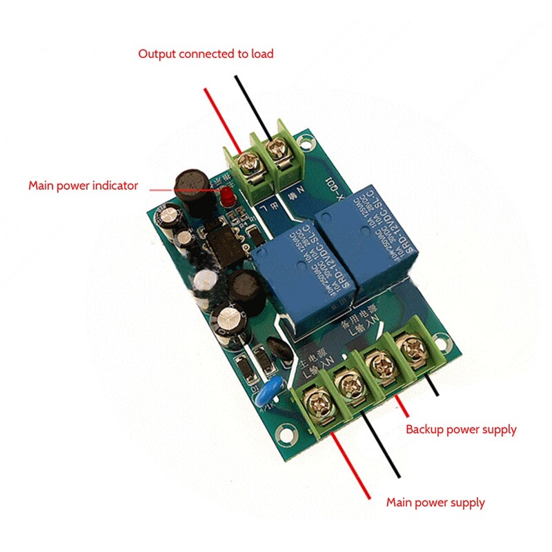 220V 2 Way Automatic Switch 10A Dual Supply 2 in 1 Out Failure Transfe7691-