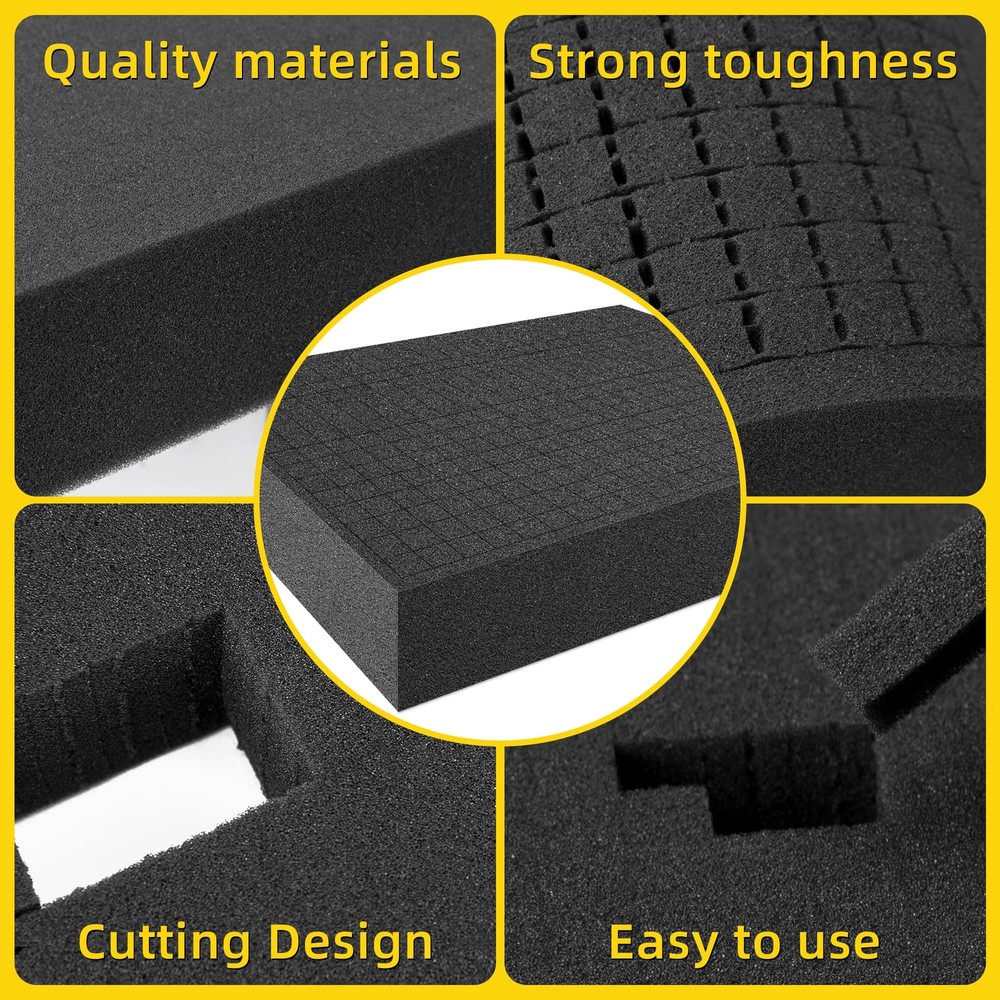 4 Pcs Pick and Pluck Foam, Pluck Pre Cube Sheet Foam with Bottom Use for Toolbox