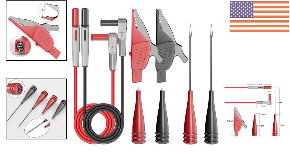 8-Piece Multimeter Leads Kit with Alligator Clips for Electronics Repair