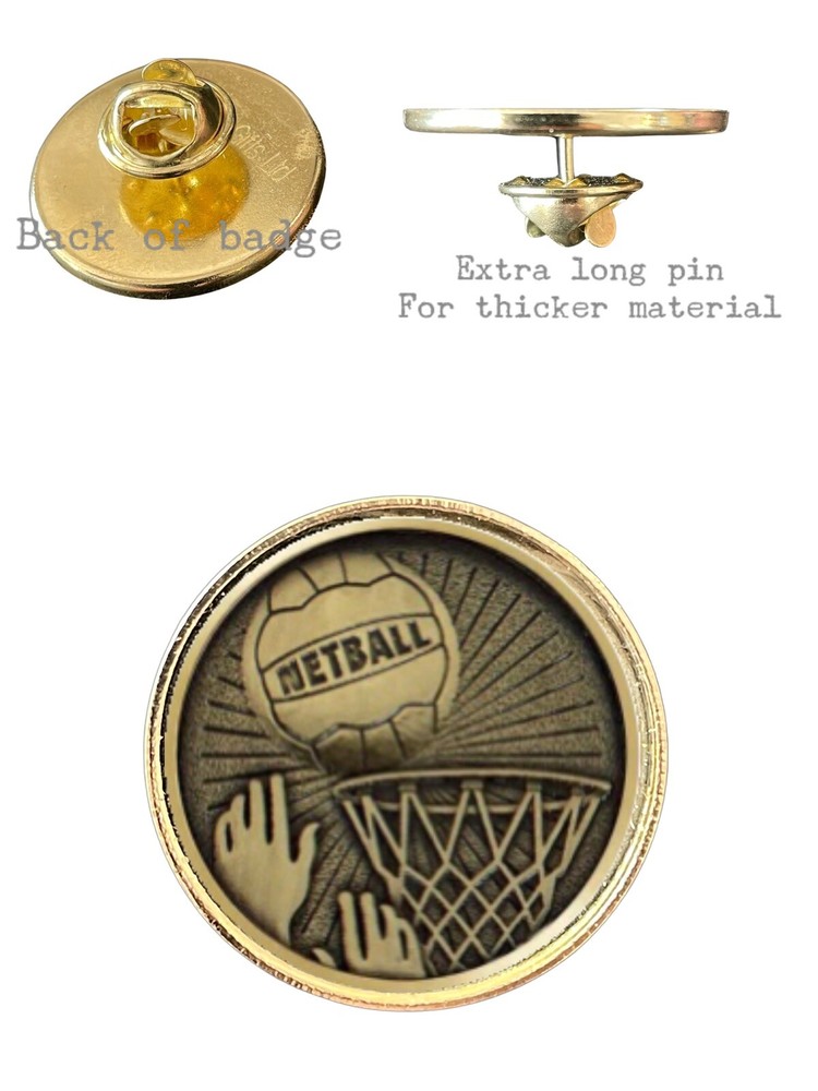 Netball (A) 26mm Metal Lapel Domed Pin Badge