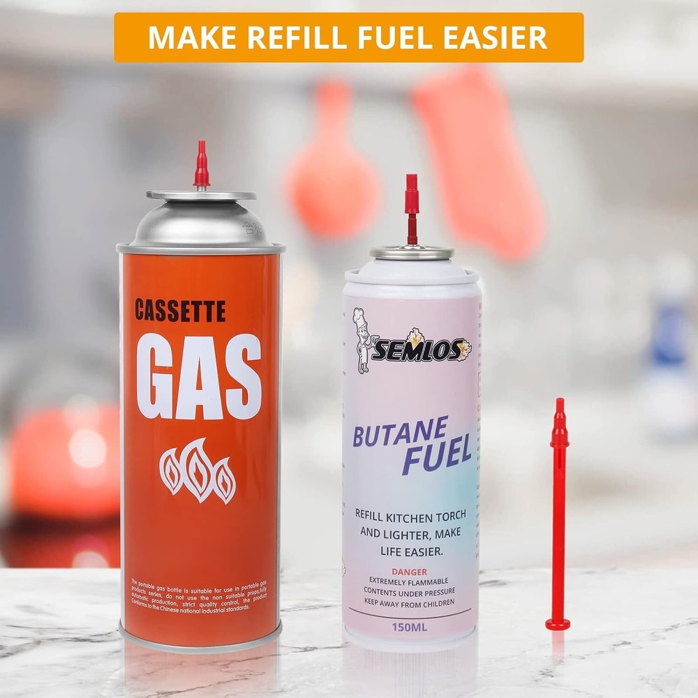 Multi-Purpose Butane Tank Adapter with 8 Refill Tips - Compact & Portable