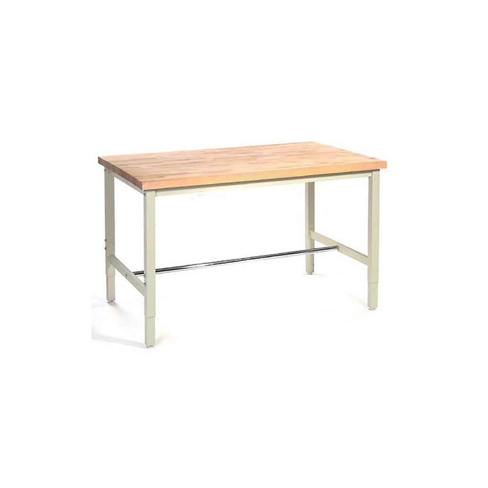 60"W x 30"D Adjustable Height Workbench 1-3/4" Thick Birch Top Square Edge Tan