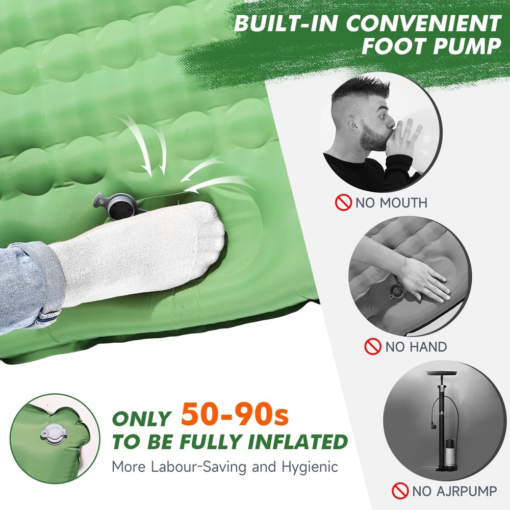 Sleeping Pad for Camping- Ultralight Inflatable Sleeping Mat with Built-in Fo...