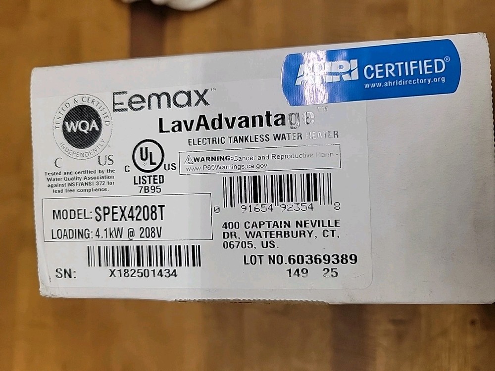 Eemax SPEX4208T ML Lav Advantage 4.1kW Electric Water Heater
