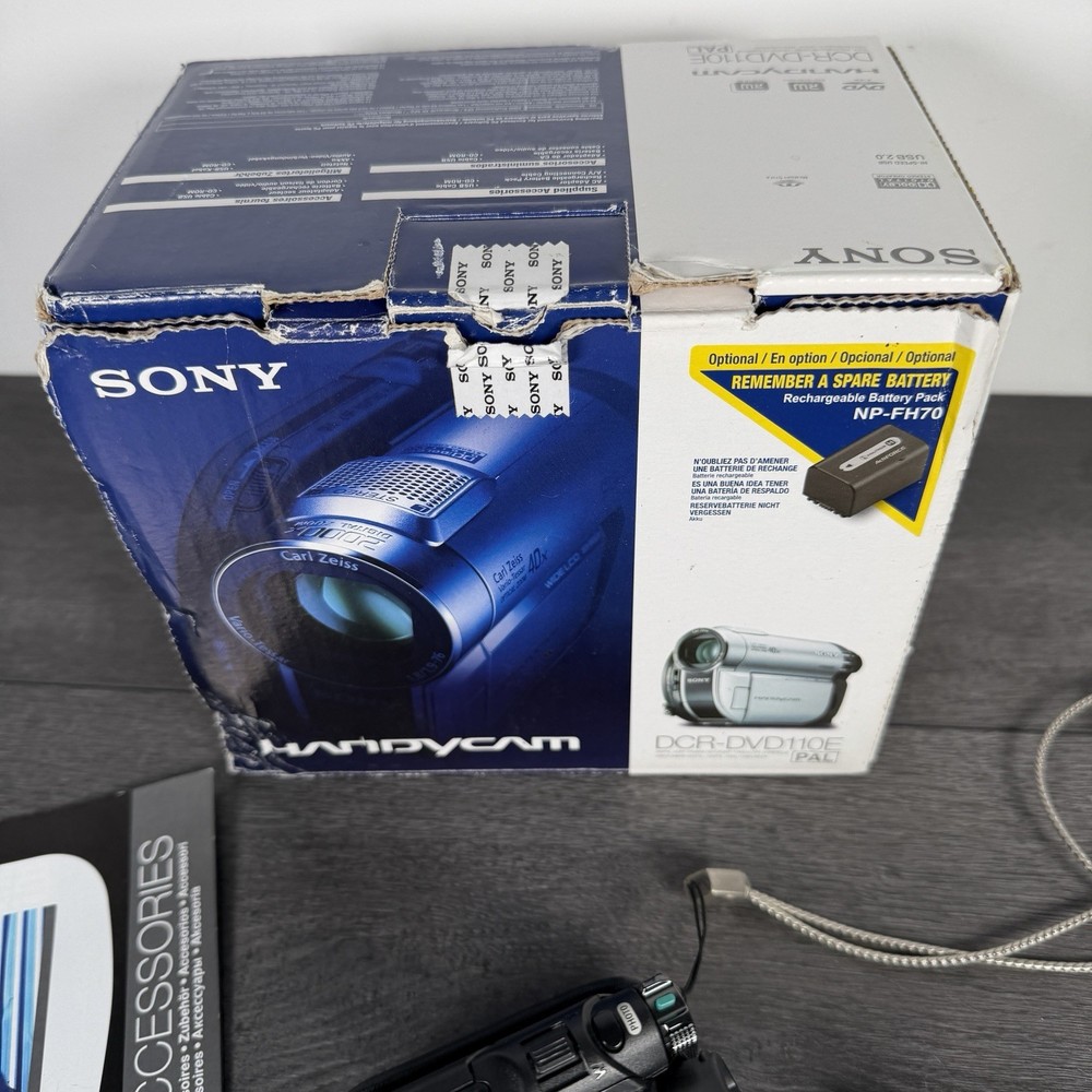 Sony Handycam DCR-DVD110E Video Camera Camcorder Silver Tested Working READ