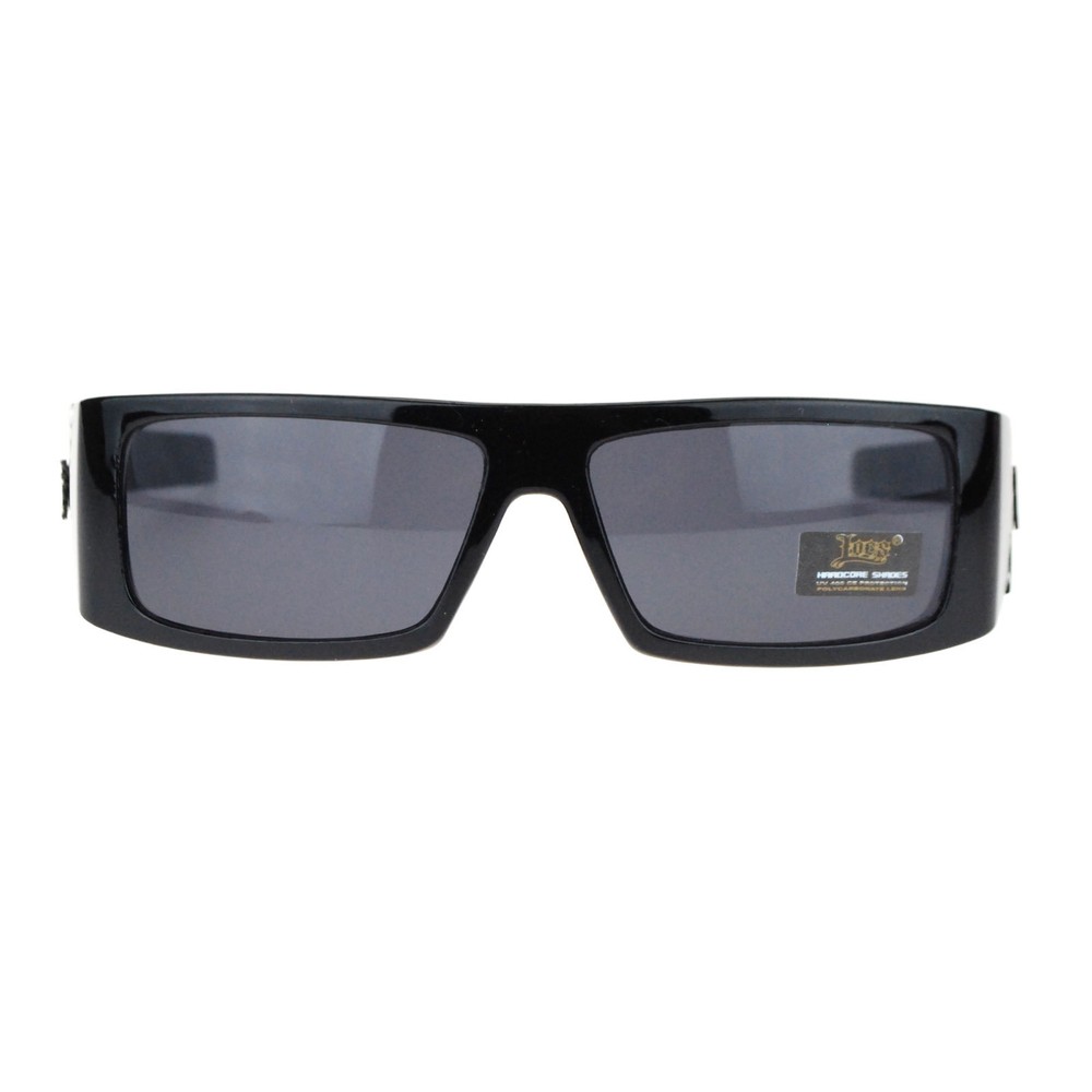 AUTHENTIC LOCS Men's Rectangular Gangster Style Sunglasses BLACK