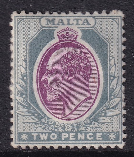 MALTA EDVII SG40, 2d purple & grey, Mounted MINT. Cat £29.
