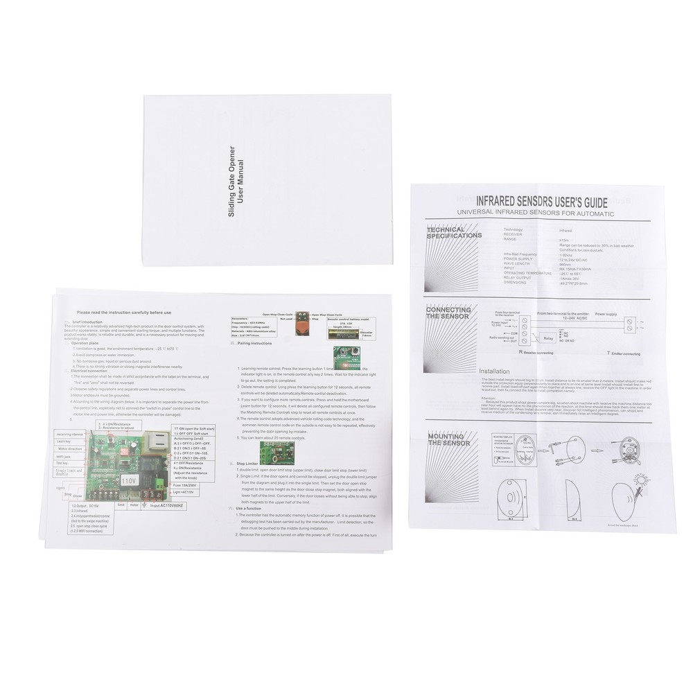 Single-Button Automatic Sliding Gate Opener Operator Kit 1800lbs W/o Infrared