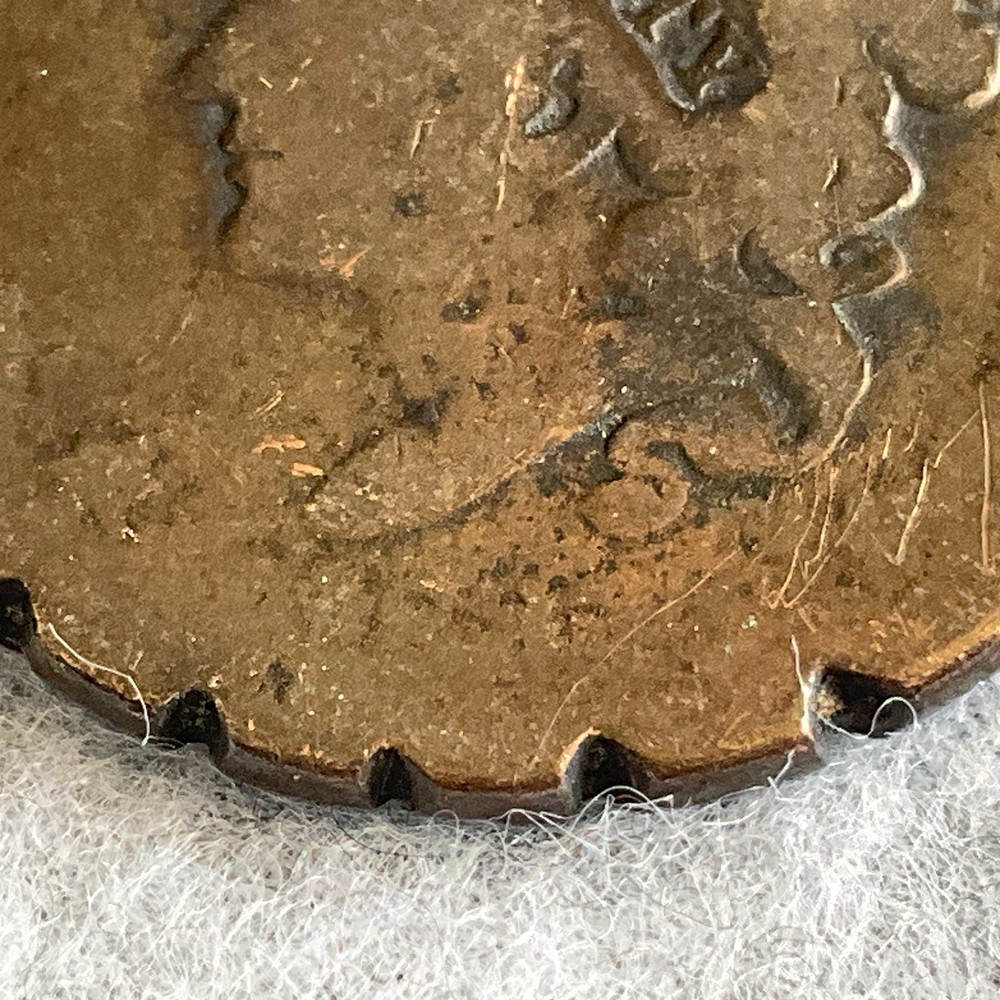 Coronet Head Large Cent Coin Notch Edge Oddity Matron Head? Uncertified