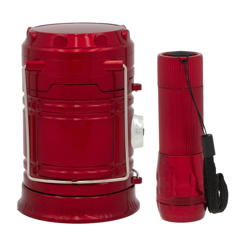 Smart Home 3pc Lantern and Flashlight Emergency Light Set in Red