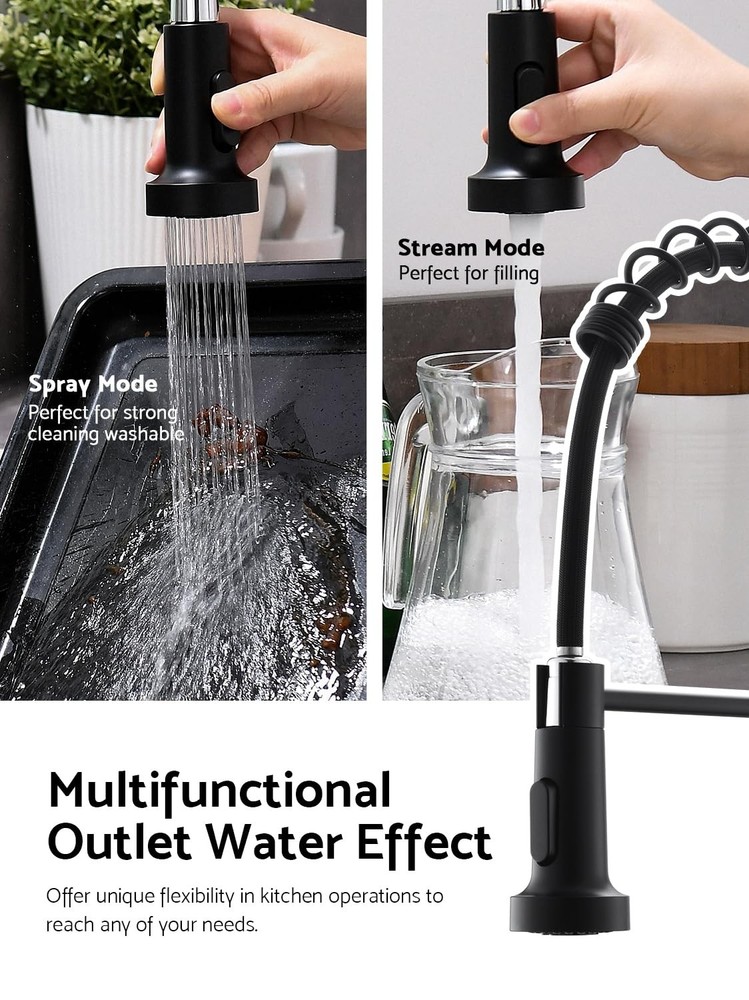 Matte Black Touchless Kitchen Faucet with Pull Down Sprayer - Motion Sensor B...
