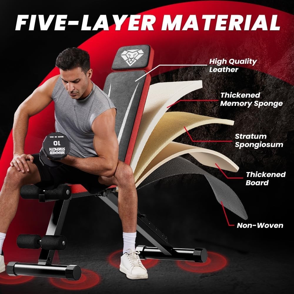 Adjustable Workout Bench with Foldable Design and Full Body Support