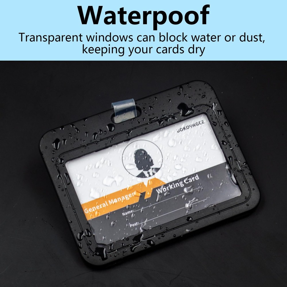 3 Pack Double-Sided Horizontal ID Badge Holder with Plastic Clip for Office
