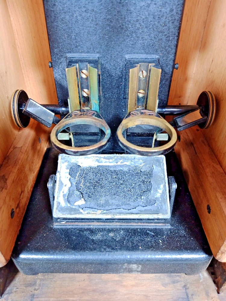 Vintage Bausch & Lomb Optical Co. Microscope in Wood Eimer & Amend Box Case