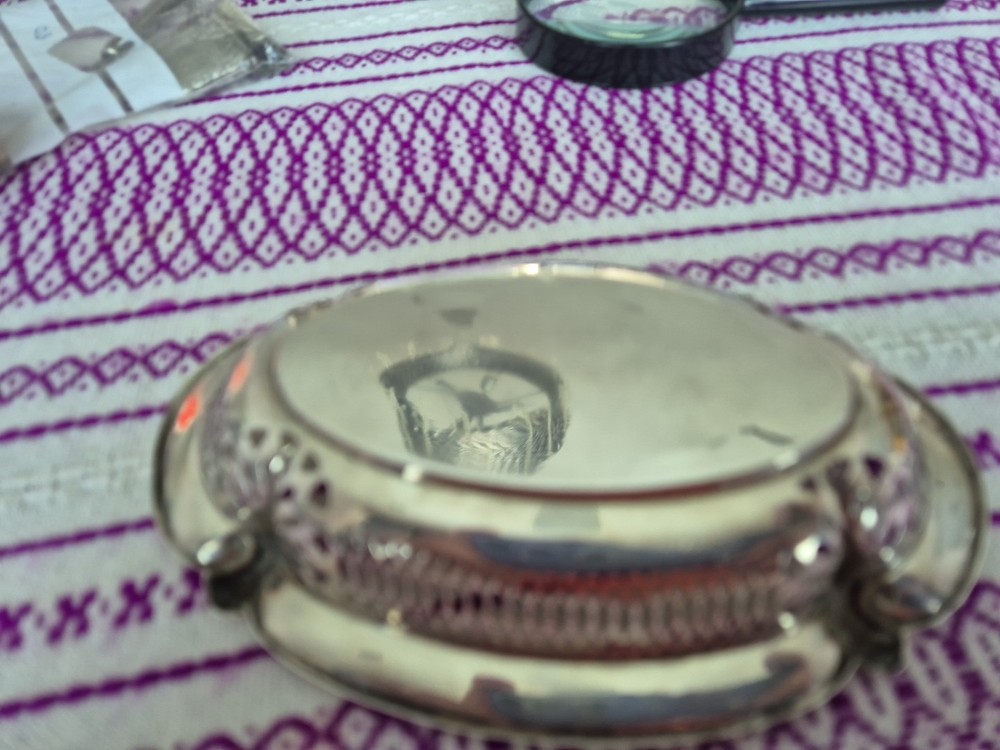 ANTIQUE SOLID SILVER PIERCED SWEET MEAT DISH. HALLMARKED.