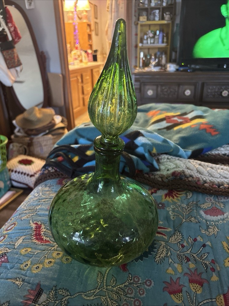 Mid Century Empoli  Glass Squat Decanter