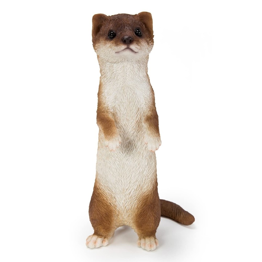 Hi-Line Gift Standing Least Weasel Statue - Realistic Brown & White Polyresin