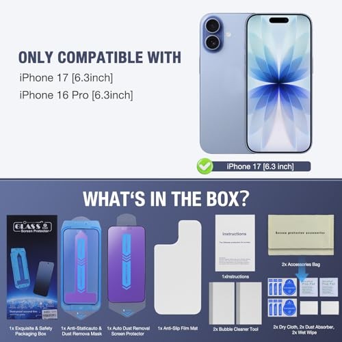 2-Pack Screen Protector for for iPhone 17/iPhone 16 Pro Anti Blue Light Matte