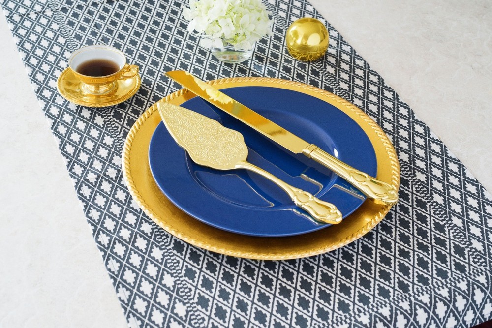 Strova Gold Wedding Cake Knife and Server Set | Party, Anniversary or Reception
