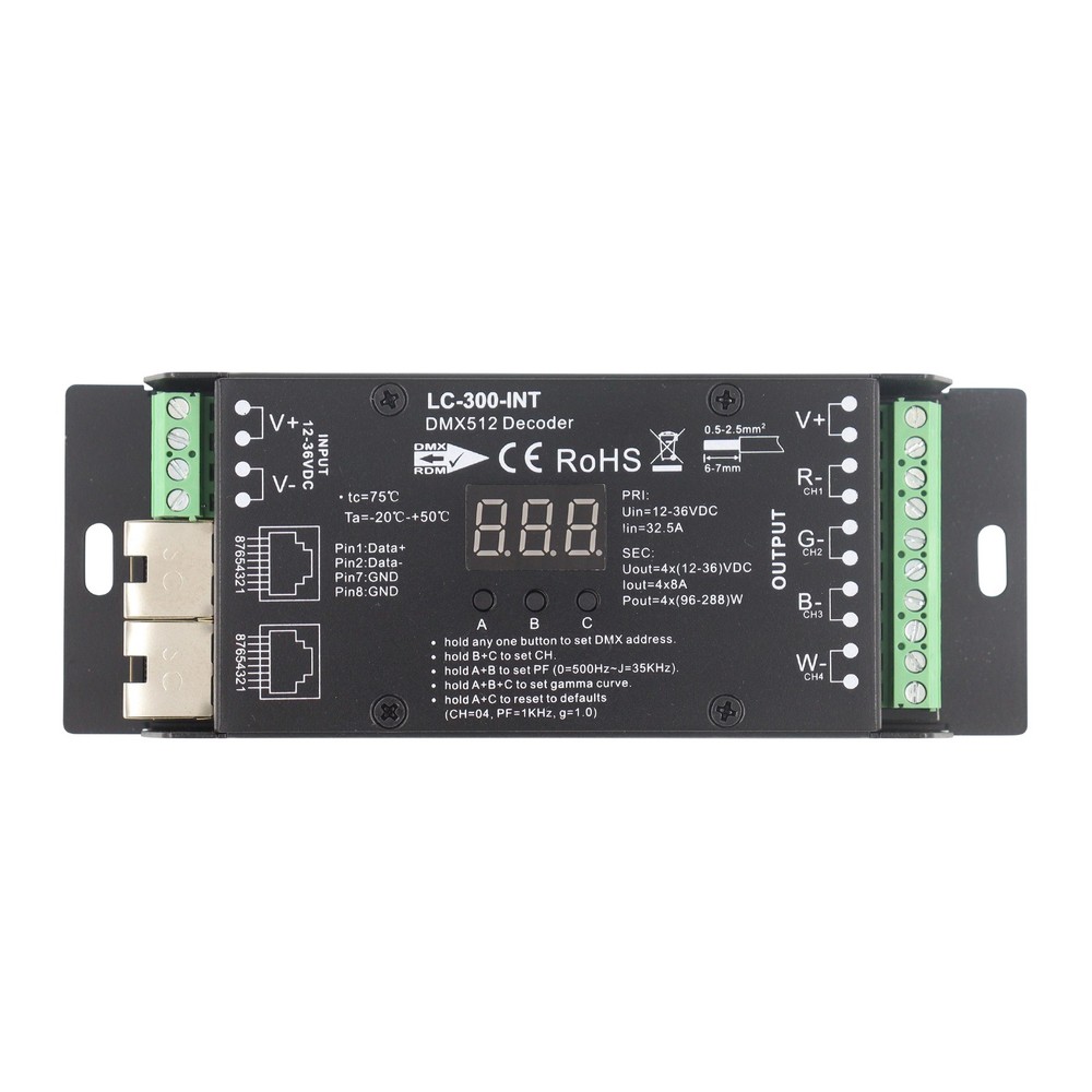 JESCO LIGHTING LC-300-INT ADVANCED DMX DECODER, 3 OR 4 CHANNEL, 8A, 12-36V