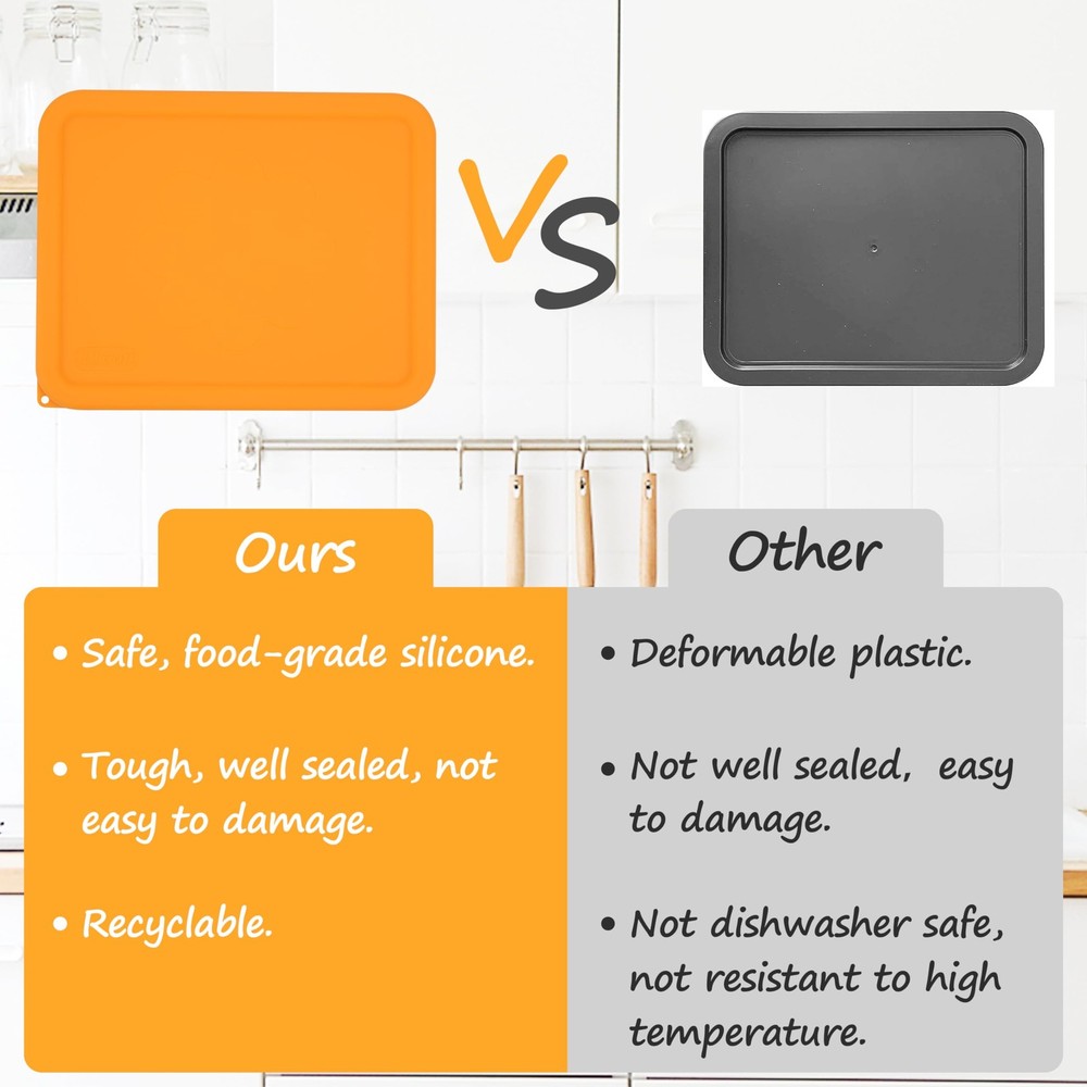 11 Cup Rectangle Silicone Storage Cover Lids Replacement for Pyrex 7212-PC Gl...