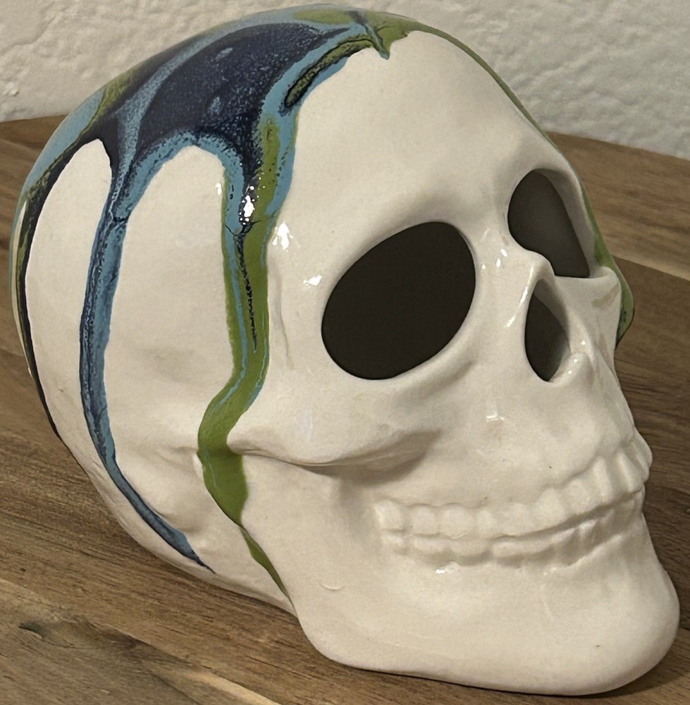 Drip Glazed Ceramic Skull (5.5” x 4.5” x 3.5”) 8 oz #10