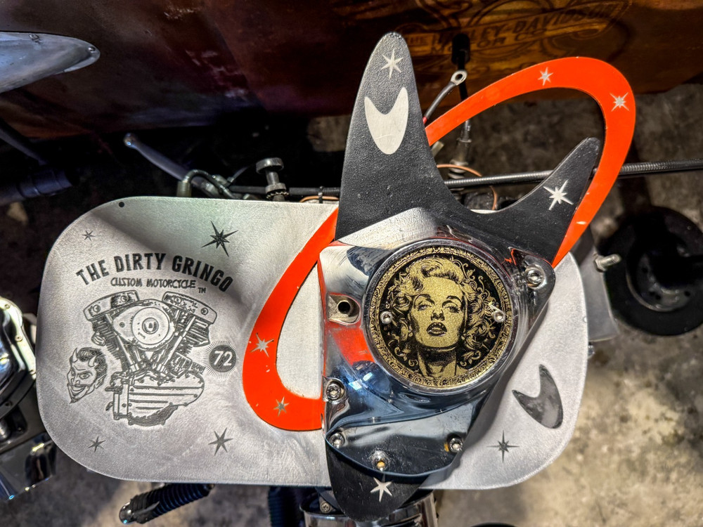 Brass Marilyn Monroe Shovelhead Evo Engraved Timer Points Cover Harley Davidson