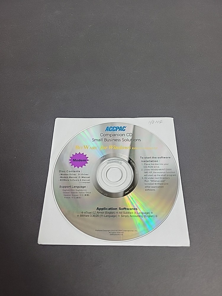 Computer Associates BitWare for Windows 95/98/NT/2000/ME/XP CD-ROM Modem