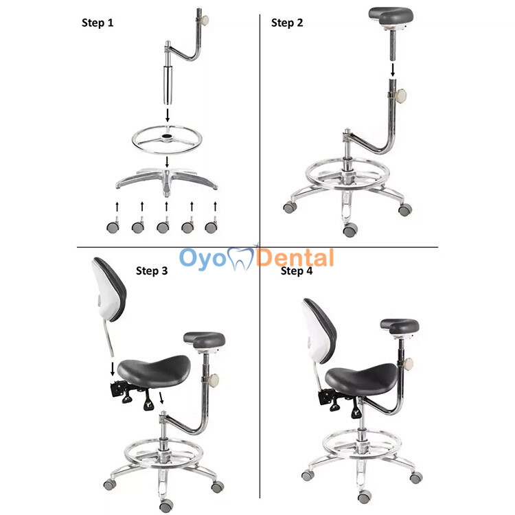 Ergonomic Adjustable Dental Operator Stool with Armrest Backrest Assistant Chair