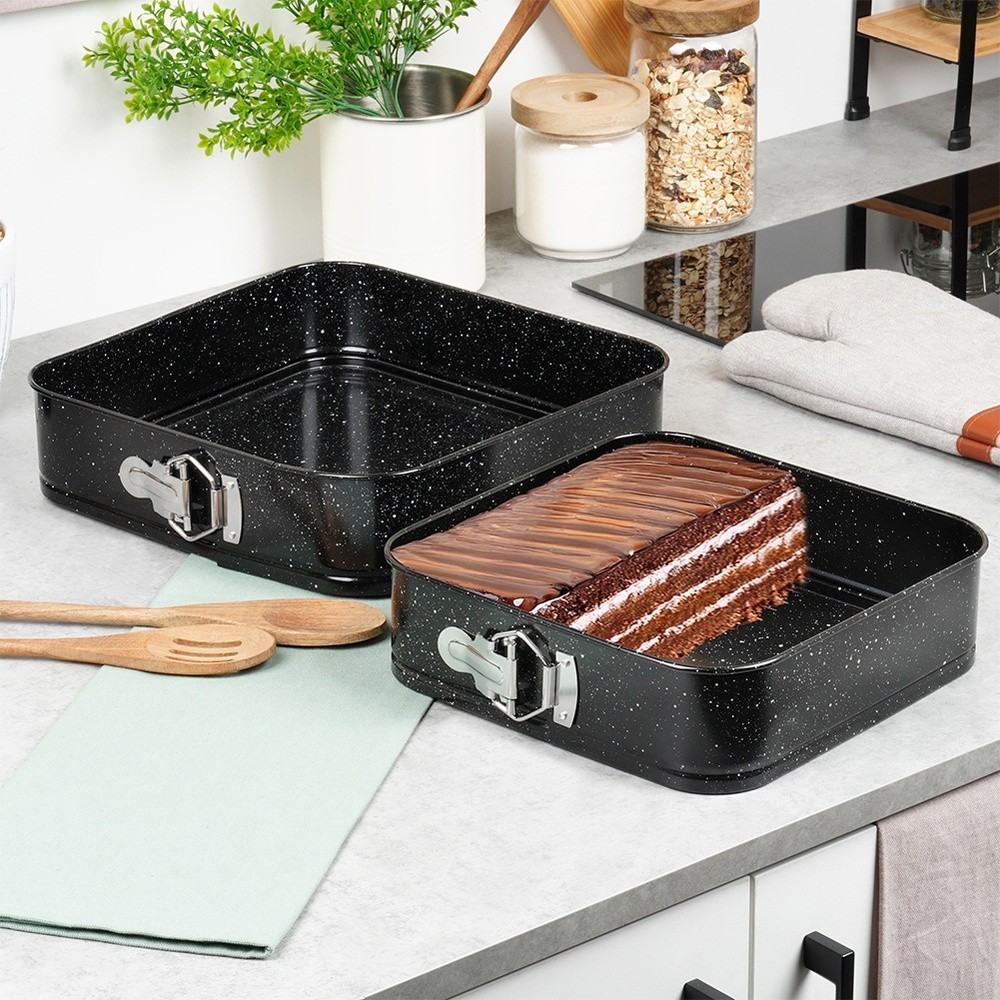 Springform pan granite 24 / 28 cm 2 pcs. Cake tin, flat base, baking tin,...