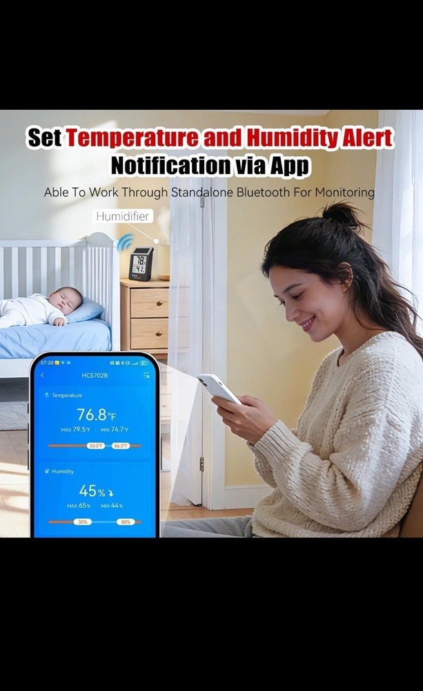 Bluetooth Thermometer Wireless, Smart Thermometer with App Control, 200ft Cov...