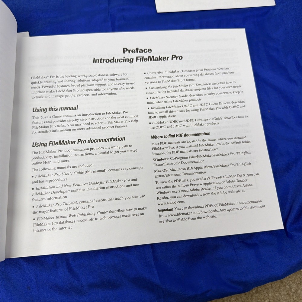 FileMaker Pro 7 Software for Mac CD-ROM Complete with Box & Manuals