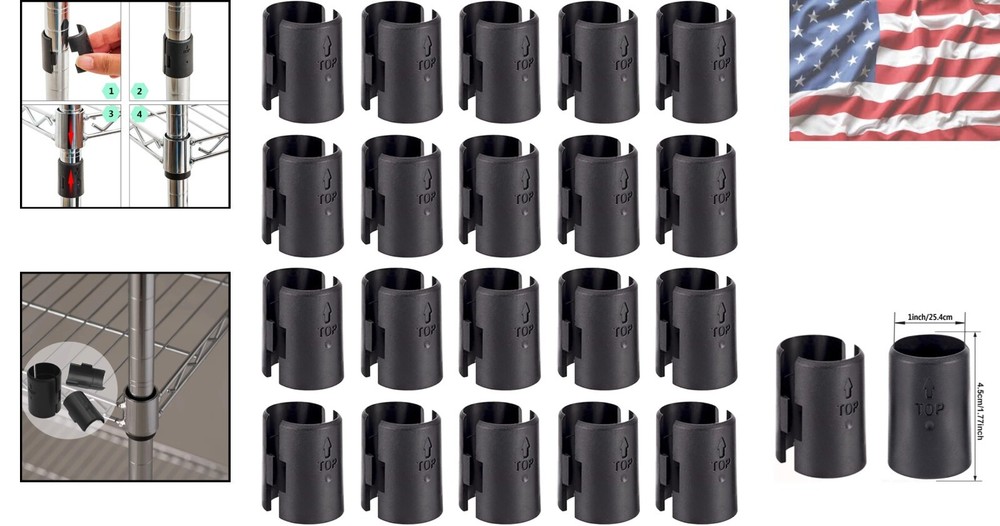 40-Pack Wire Shelf Lock Clips for 1" Posts - Secure Your Shelving System
