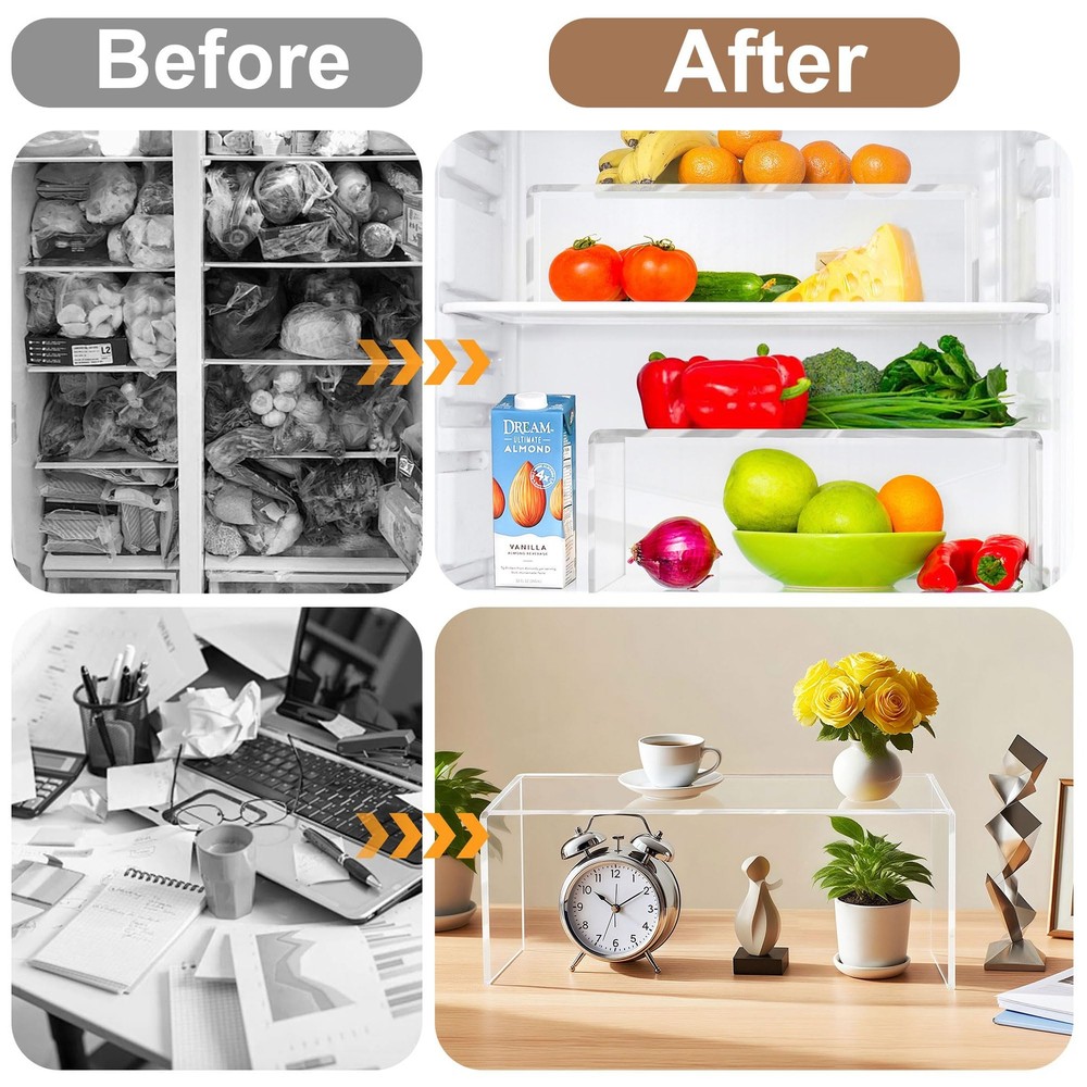 4 Pcs Large Clear Acrylic Risers, 13''x 4.5''x 6'' Thickened Rectangular Cupc...