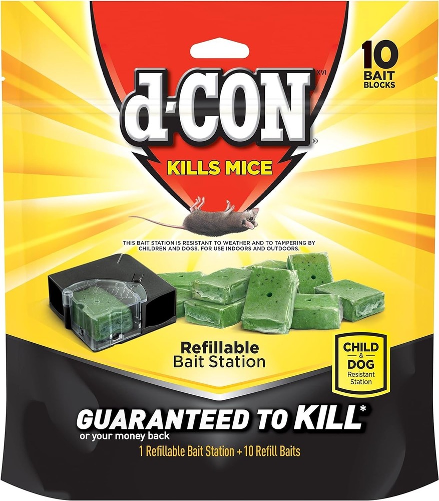 Refillable Corner Fit Mouse Poison Bait Station Refills, 10 count