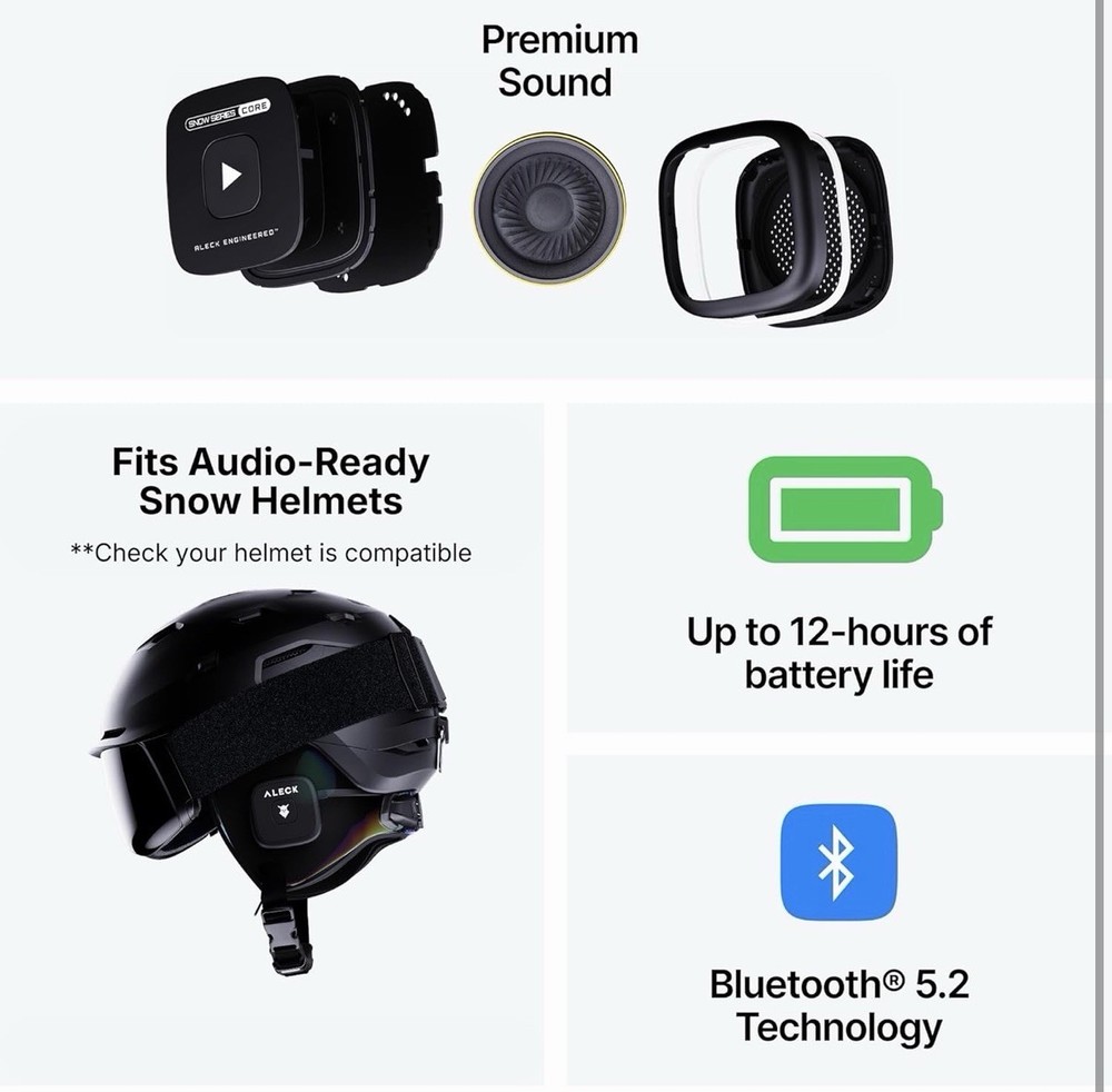 ALECK Snow Series Core Wireless Bluetooth Ski Helmet Speakers