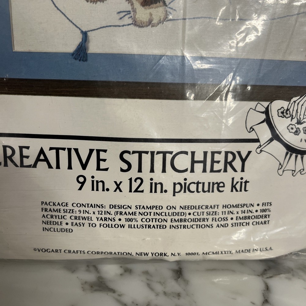 Vogart Crafts Unopened Kit Creative Stitchery Kittens On A Pillow Needlework