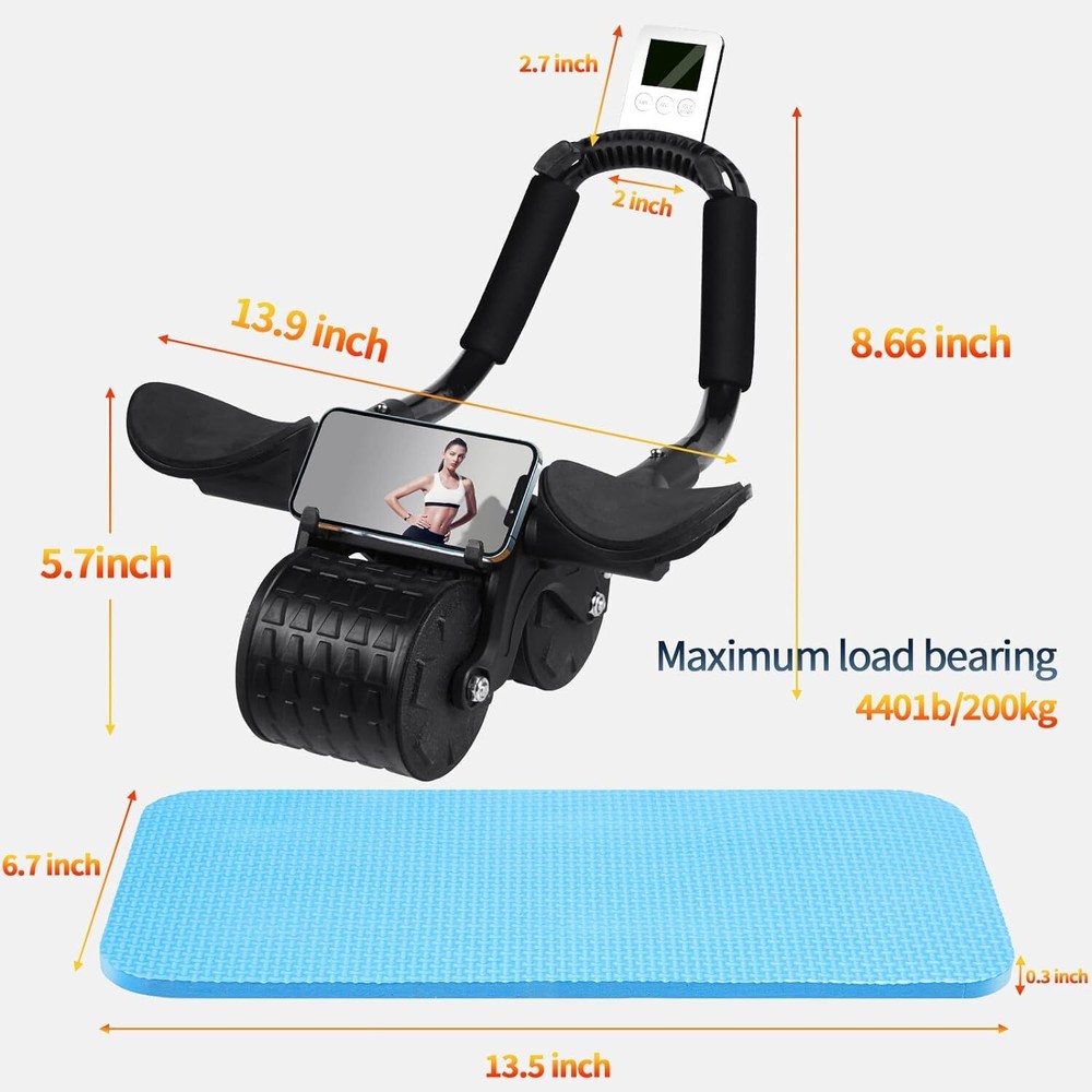 Tixahi Ab Roller Wheel，with Timer Automatic Rebound Abdominal Black