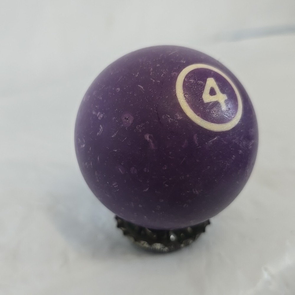 Vintage Solid Marbled Purple Pool Ball #4 - White Number Billiard Replacement