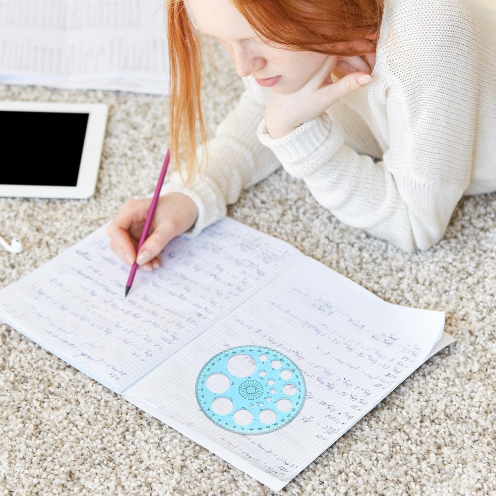 2 Pcs Plastic Geometric Circle Template Stencil Drawing Ruler MultiFunction