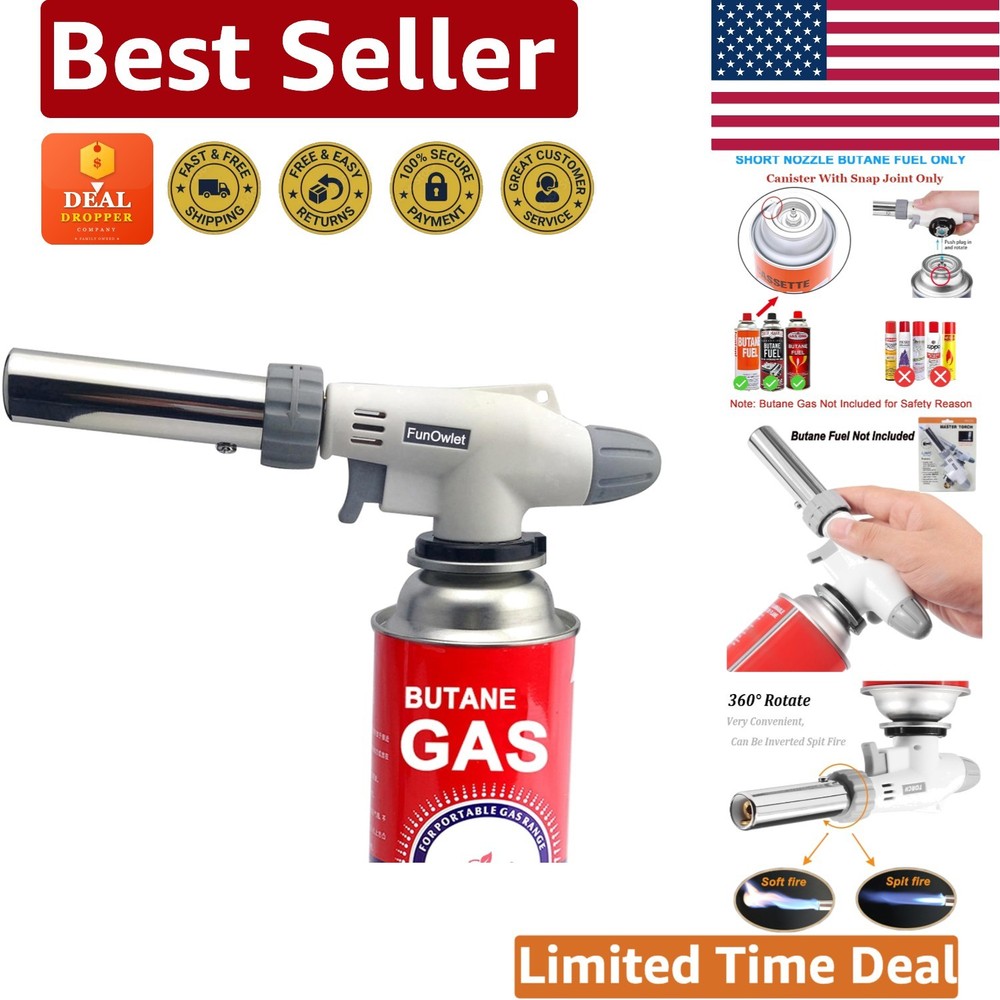 Compact Culinary Butane Torch - Adjustable Flame for Kitchen & DIY Projects