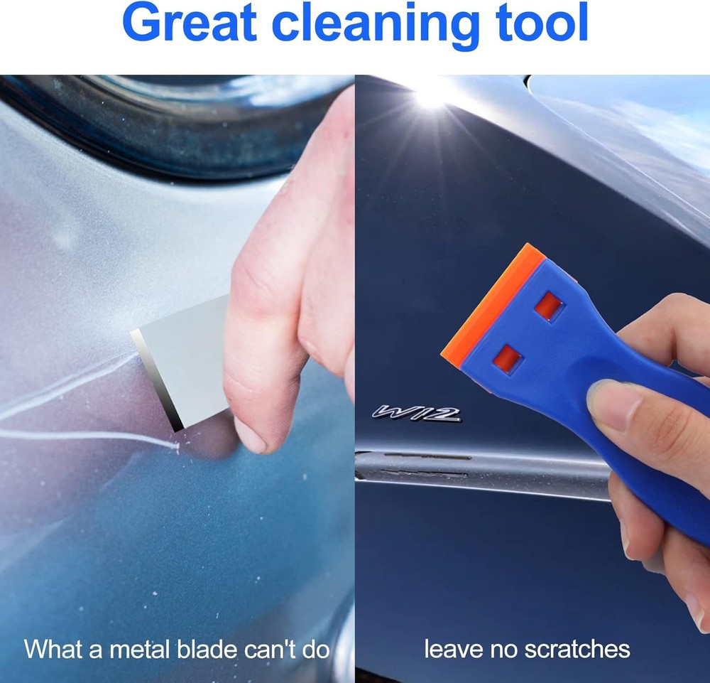 4 Pcs Plastic Razor Blade Scraper with 100 Blades No Scratch