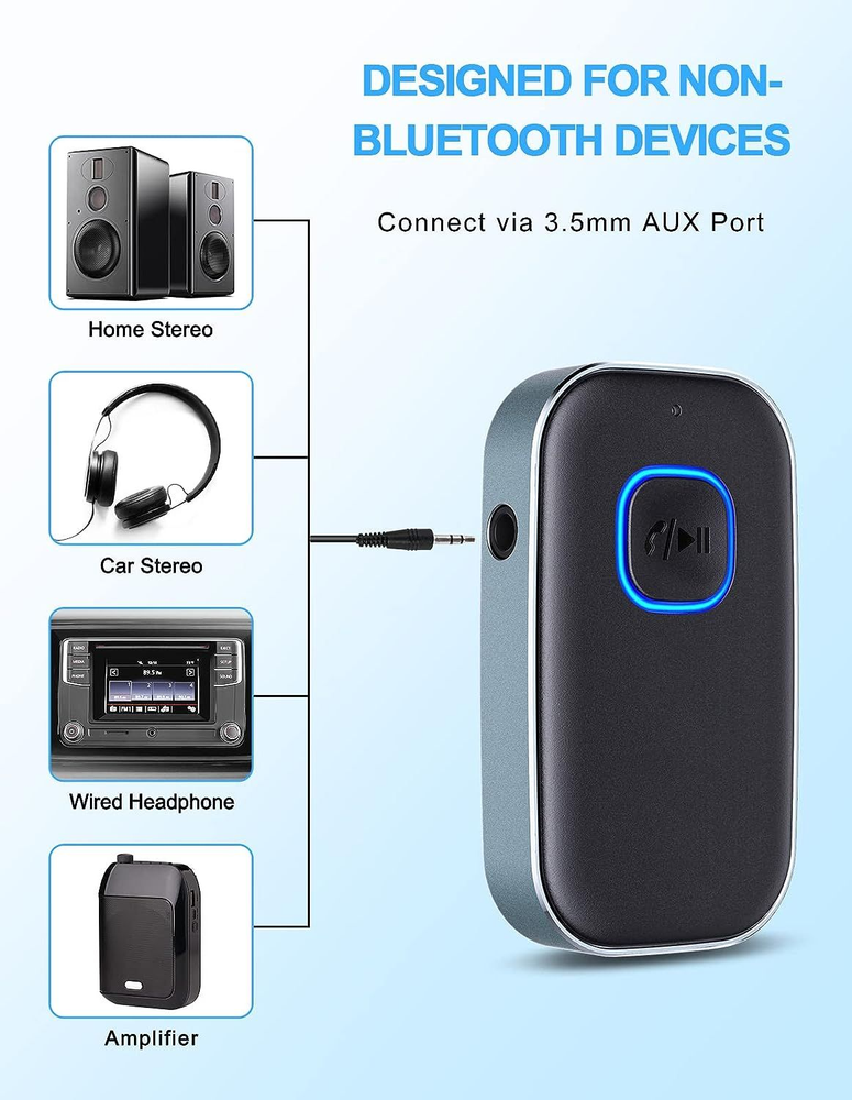 COMSOON Bluetooth AUX Adapter for Car, Noise Reduction Small, Black+Gray